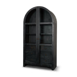 Suri Black Wood W/Glass Doors Arched Curio Cabinet from Mercana - Luna Furniture