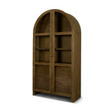 Suri Mid Brown Wood W/Glass Doors Arched Curio Cabinet from Mercana - Luna Furniture