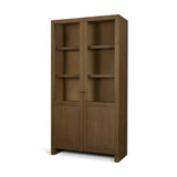 Henry Dark & Light Brown Oak Wood w/ Glass Doors Curio Cabinet from Mercana - Luna Furniture