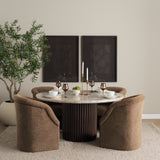 Curtis Brown Fabric Barrelback Half-Moon Base Dining Armchair from Mercana - Luna Furniture