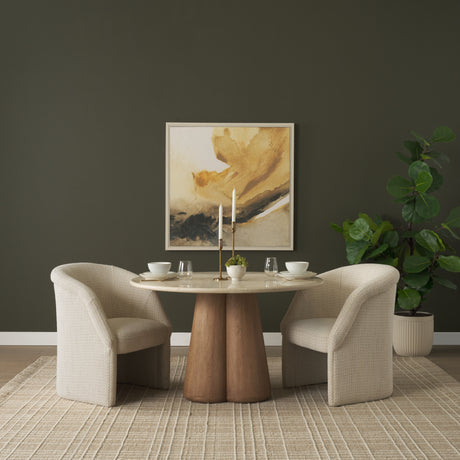 Marilyn 48" Botticino Marble W/ Light Brown Wood Base Dining Table from Mercana - Luna Furniture
