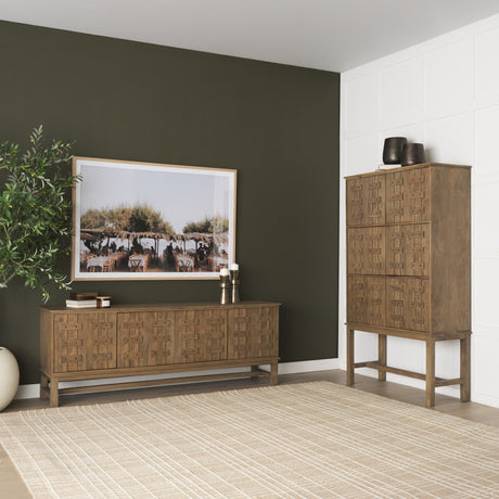 Truss Cool Brown Wood 6 Door Tall Cabinet from Mercana - Luna Furniture