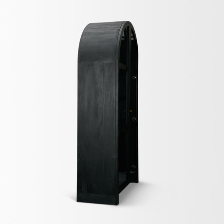 Suri Black Wood W/Glass Doors Arched Curio Cabinet from Mercana - Luna Furniture