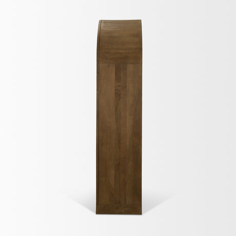 Suri Mid Brown Wood W/Glass Doors Arched Curio Cabinet from Mercana - Luna Furniture