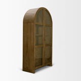 Suri Mid Brown Wood W/Glass Doors Arched Curio Cabinet from Mercana - Luna Furniture