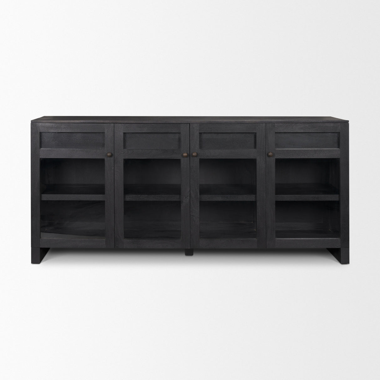 Suri Black Wood w/ Glass 4-Door Closed Sideboard from Mercana - Luna Furniture