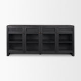 Suri Black Wood w/ Glass 4-Door Closed Sideboard from Mercana - Luna Furniture