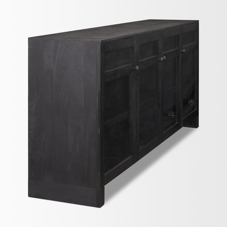 Suri Black Wood w/ Glass 4-Door Closed Sideboard from Mercana - Luna Furniture