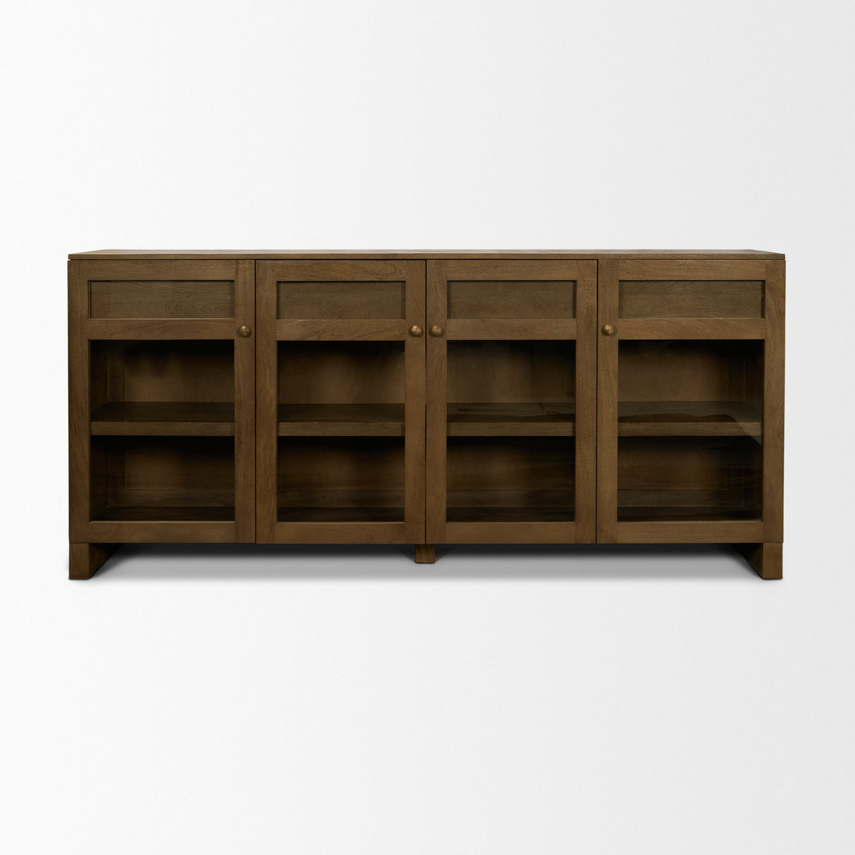 Suri Mid Brown Wood w/ Glass 4-Door Closed Sideboard from Mercana - Luna Furniture