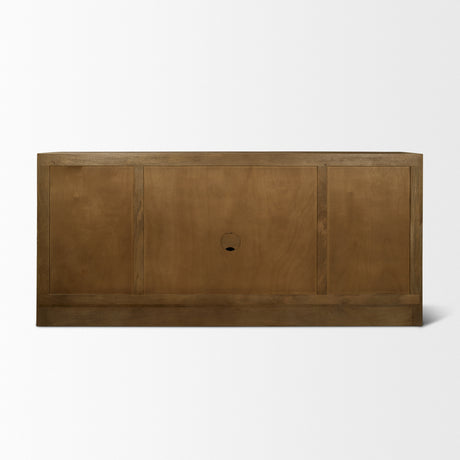 Suri Mid Brown Wood w/ Glass 4-Door Closed Sideboard from Mercana - Luna Furniture