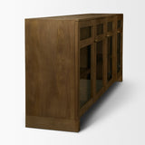 Suri Mid Brown Wood w/ Glass 4-Door Closed Sideboard from Mercana - Luna Furniture
