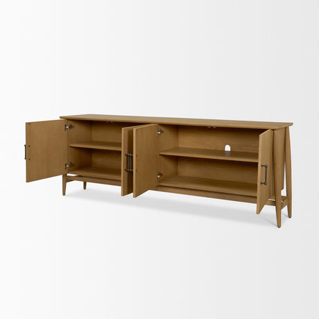 Hollis Warm Brown Wood 4-Door Closed Sideboard from Mercana - Luna Furniture