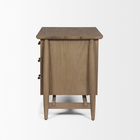 Hollis Gray-Brown Wood 3-Drawer Closed Nightstand from Mercana - Luna Furniture