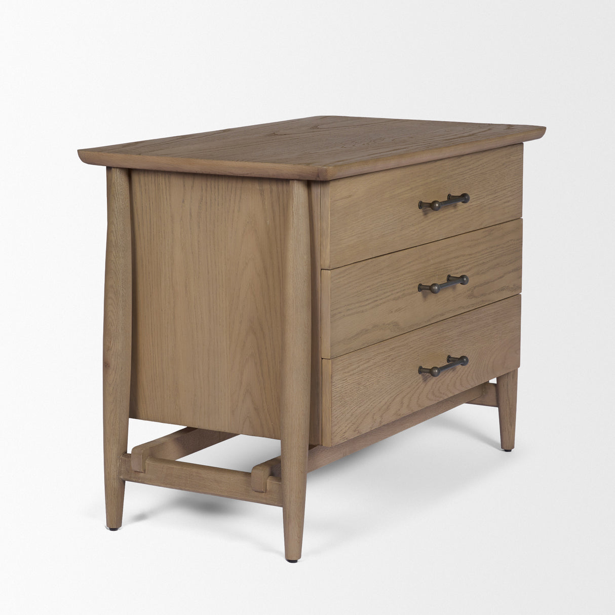 Hollis Gray-Brown Wood 3-Drawer Closed Nightstand from Mercana - Luna Furniture