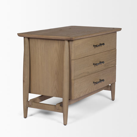 Hollis Gray-Brown Wood 3-Drawer Closed Nightstand from Mercana - Luna Furniture