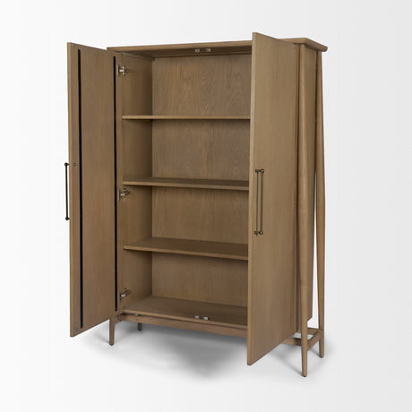Hollis Gray-Brown Wood Curio Cabinet from Mercana - Luna Furniture