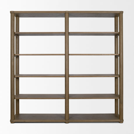 Alden Medium Brown Wood Open Shelving Unit from Mercana - Luna Furniture