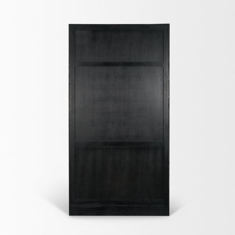 Henry Black & Light Brown Oak Wood w/ Glass Doors Curio Cabinet from Mercana - Luna Furniture