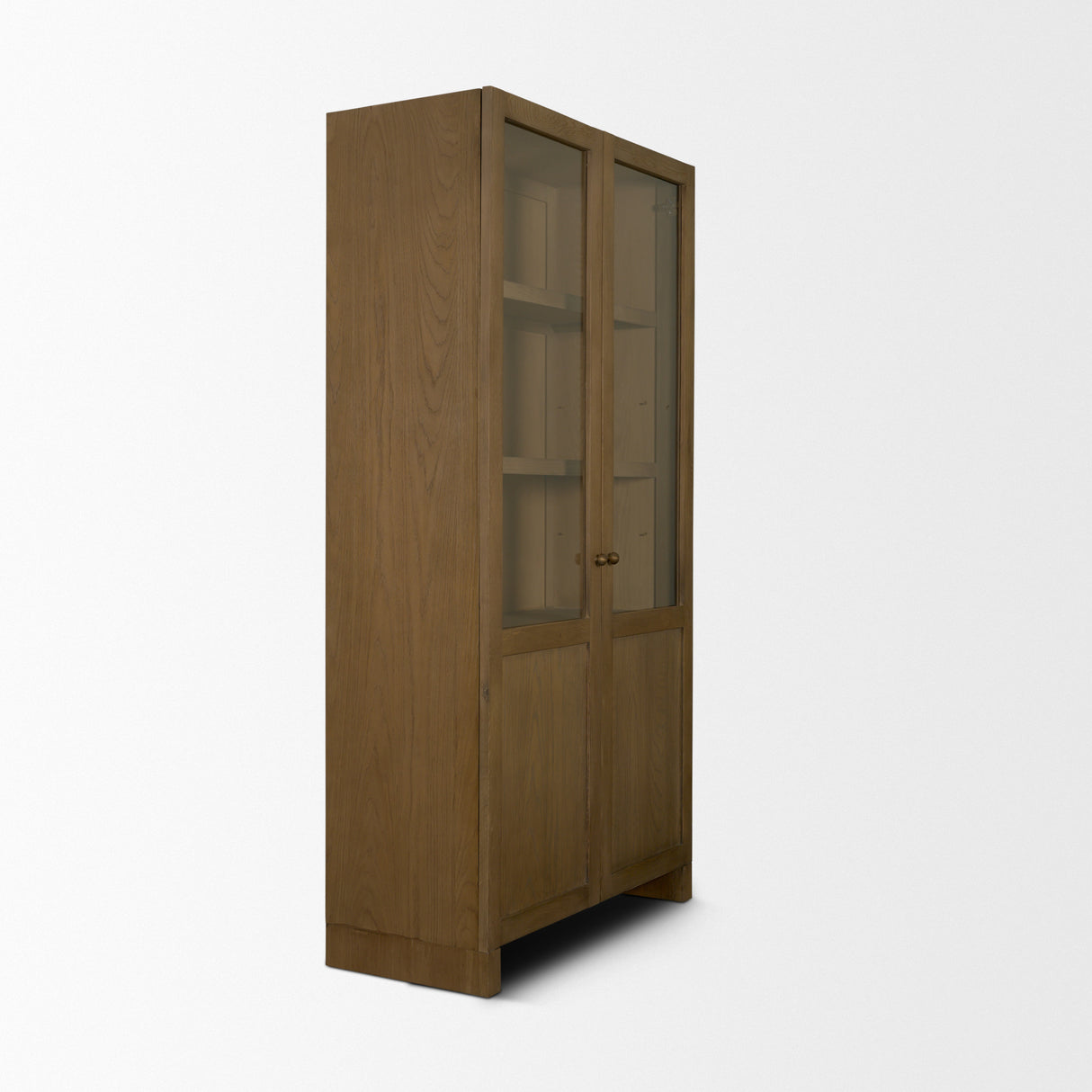 Henry Dark & Light Brown Oak Wood w/ Glass Doors Curio Cabinet from Mercana - Luna Furniture