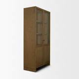 Henry Dark & Light Brown Oak Wood w/ Glass Doors Curio Cabinet from Mercana - Luna Furniture