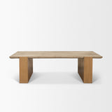 Milos Travertine Top w/ Light Brown Oak Wood Coffee Table from Mercana - Luna Furniture