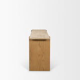 Milos Travertine Top w/ Light Brown Oak Wood Console Table from Mercana - Luna Furniture