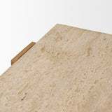 Milos Travertine Top w/ Light Brown Oak Wood Console Table from Mercana - Luna Furniture