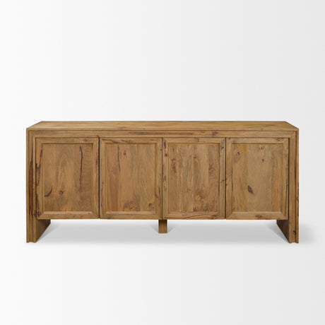 Notts Brown Wood 4-Door Closed Sideboard from Mercana - Luna Furniture