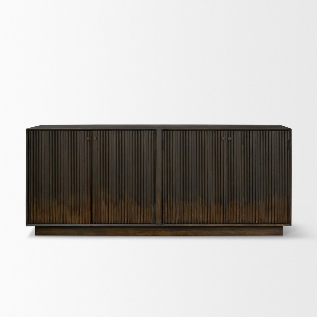 Cinder Distressed Dark Brown Wood Reeded 4-Door Closed Sideboard from Mercana - Luna Furniture
