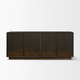 Cinder Distressed Dark Brown Wood Reeded 4-Door Closed Sideboard from Mercana - Luna Furniture