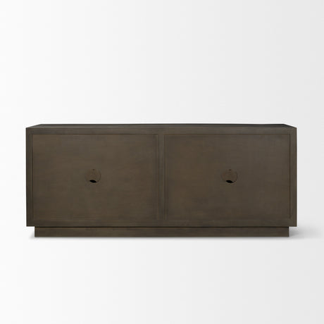 Cinder Distressed Dark Brown Wood Reeded 4-Door Closed Sideboard from Mercana - Luna Furniture