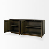 Cinder Distressed Dark Brown Wood Reeded 4-Door Closed Sideboard from Mercana - Luna Furniture