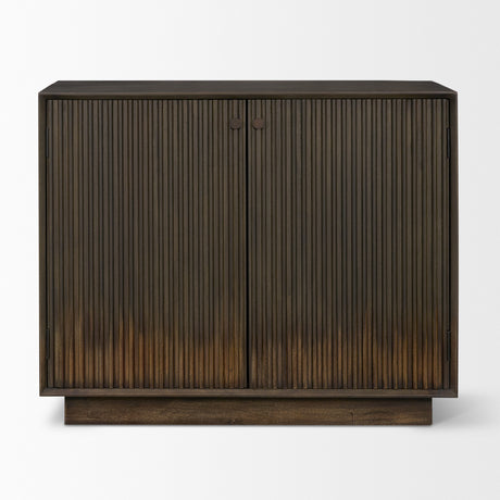 Cinder Distressed Dark Brown Wood Reeded 2-Door Closed Accent Cabinet from Mercana - Luna Furniture