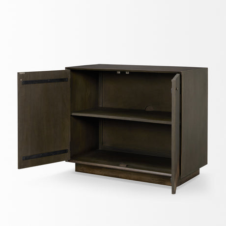 Cinder Distressed Dark Brown Wood Reeded 2-Door Closed Accent Cabinet from Mercana - Luna Furniture
