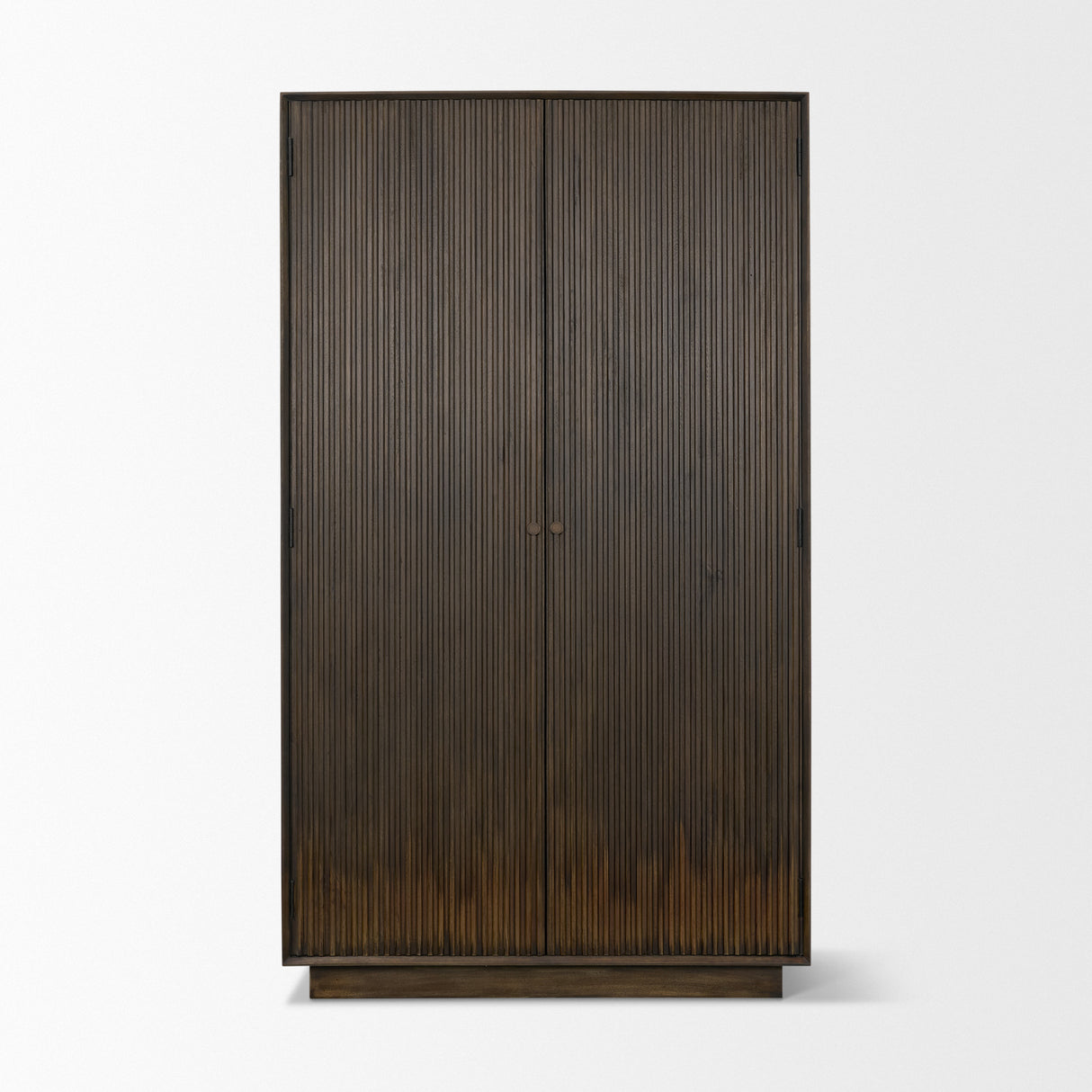Cinder Distressed Dark Brown Wood Reeded 2-Door Closed Tall Cabinet from Mercana - Luna Furniture