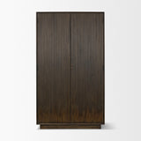 Cinder Distressed Dark Brown Wood Reeded 2-Door Closed Tall Cabinet from Mercana - Luna Furniture