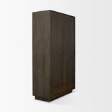 Cinder Distressed Dark Brown Wood Reeded 2-Door Closed Tall Cabinet from Mercana - Luna Furniture