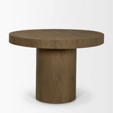 Lyonne 42" Round Medium Brown Oak Wood Pedestal Dining Table from Mercana - Luna Furniture
