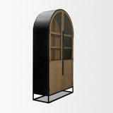 Sloan 47.5W x 80.5H Light Brown W/Black Metal Frame Arched Cabinet from Mercana - Luna Furniture