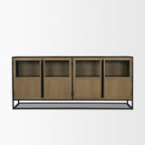 Sloan 80" Light Brown Wood W/Black Metal Frame Sideboard from Mercana - Luna Furniture