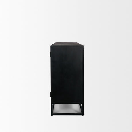 Sloan 80" Light Brown Wood W/Black Metal Frame Sideboard from Mercana - Luna Furniture