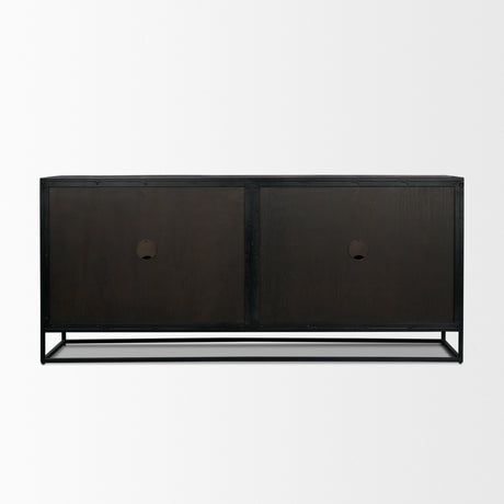 Sloan 80" Light Brown Wood W/Black Metal Frame Sideboard from Mercana - Luna Furniture