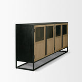 Sloan 80" Light Brown Wood W/Black Metal Frame Sideboard from Mercana - Luna Furniture