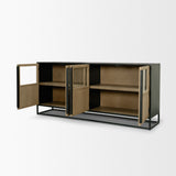 Sloan 80" Light Brown Wood W/Black Metal Frame Sideboard from Mercana - Luna Furniture