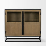 Sloan 40.0W Light Brown W/Black Metal Frame Accent Cabinet from Mercana - Luna Furniture