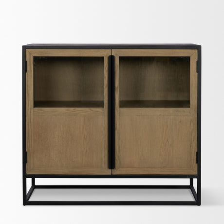 Sloan 40.0W Light Brown W/Black Metal Frame Accent Cabinet from Mercana - Luna Furniture