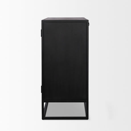 Sloan 40.0W Light Brown W/Black Metal Frame Accent Cabinet from Mercana - Luna Furniture