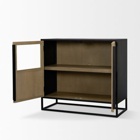 Sloan 40.0W Light Brown W/Black Metal Frame Accent Cabinet from Mercana - Luna Furniture