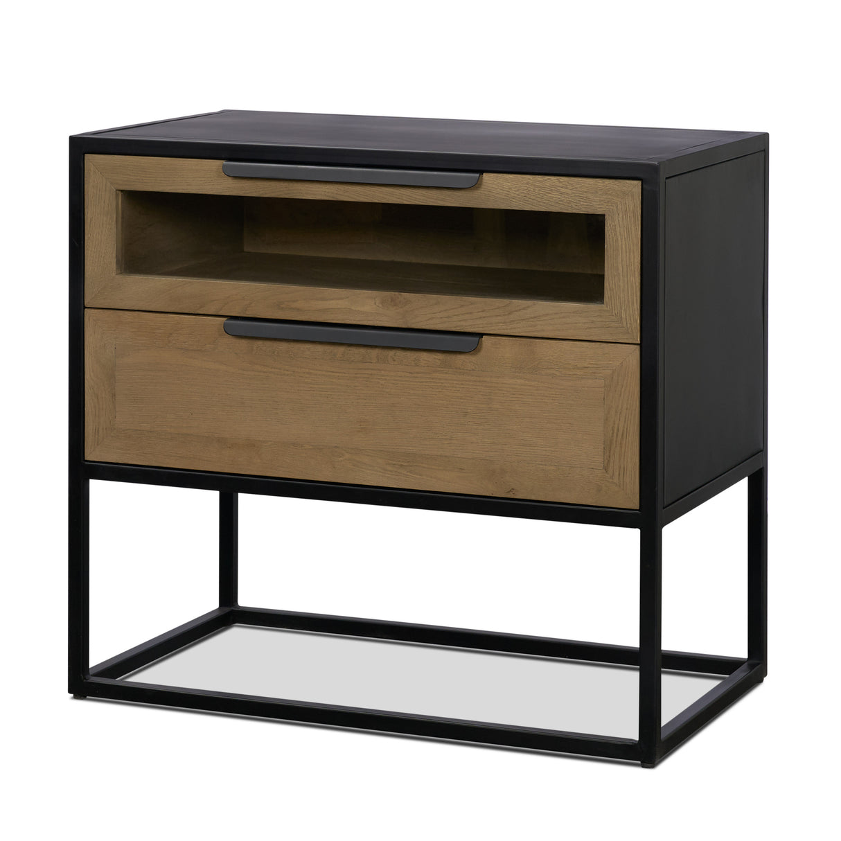 Sloan Light Brown W/ Black Metal Frame Side Table from Mercana - Luna Furniture