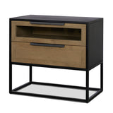 Sloan Light Brown W/ Black Metal Frame Side Table from Mercana - Luna Furniture